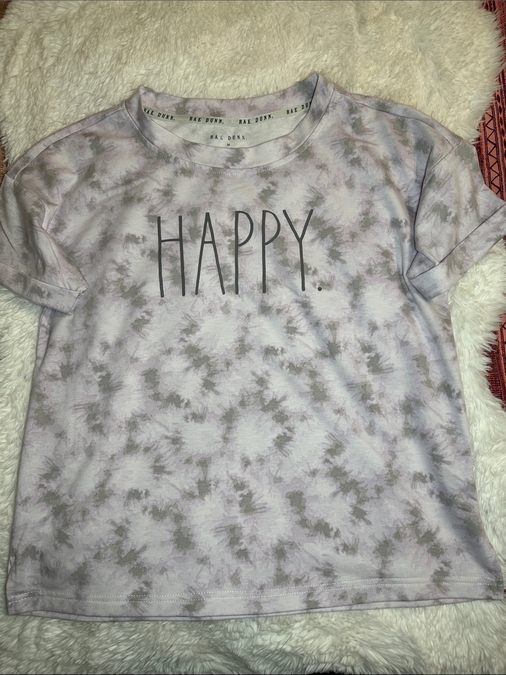 Rae Dunn Lavender Tie-Dye 'HAPPY.' Short Sleeve Tee - Picture 5 of 7
